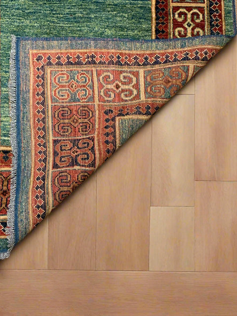 Hand-Knotted Vegetable Dye Kazak Rug from Pakistan, size 4' 7" x 6' 10"