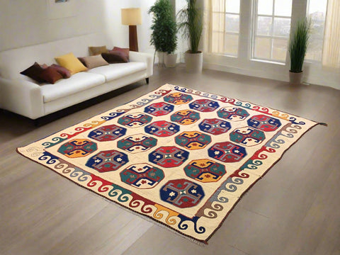 Afghan Kilim Handwoven flatweave Rug – size 4' 11" x 5' 10"