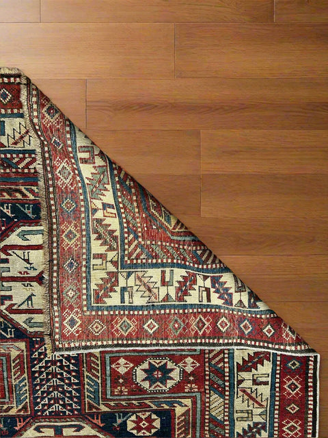 Hand-Knotted Vegetable Dye Kazak Rug from Pakistan, size 3' 7" x 5' 8"
