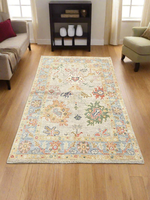 Hand-Knotted Sultanabad Vegetable-Dyed Wool Rug, 4" x 6"