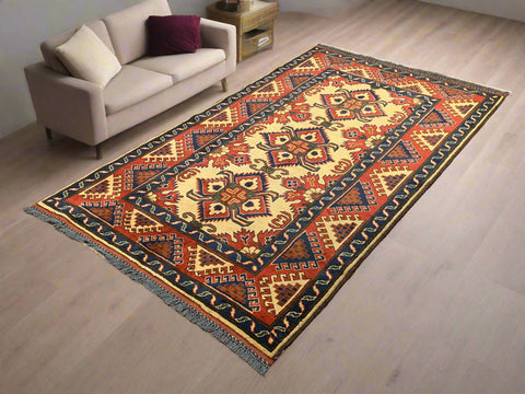 Terkaman Tribal Afghan Oriental Rug, size 3' 10" x 6' 5"