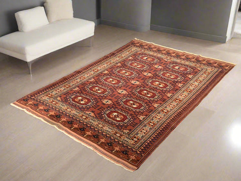 Terkaman Tribal Afghan Oriental Rug, size 4' 2" x 6" (C) Very fine
