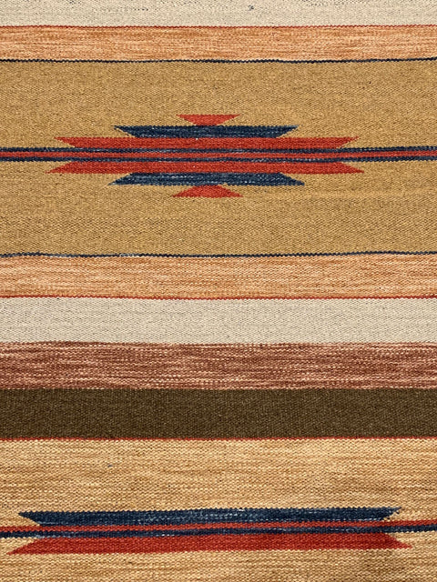 Handwoven Indian Kilim Rug – Geometric Navajo Design, size 3' 9" x 6"