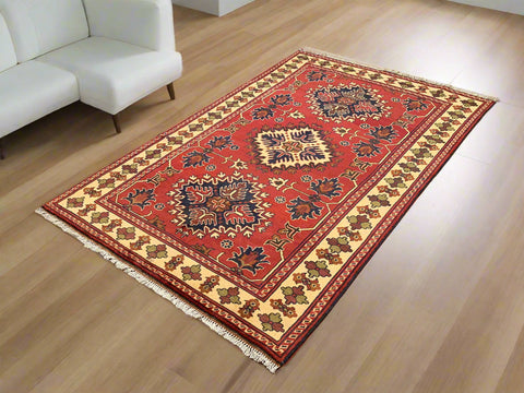 Terkaman Tribal Afghan Oriental Rug, size 4' 2" x 6' 6"