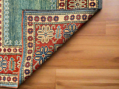 Hand-Knotted Vegetable Dye Kazak Rug from Pakistan, size 3' 6" x 6"