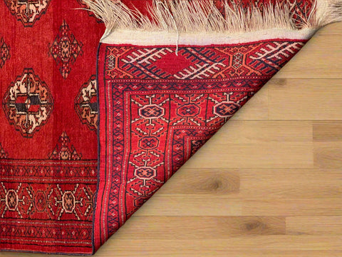 Terkaman Tribal Afghan Oriental Rug, size 4' 1" x 5' 8" (C) ( antique )