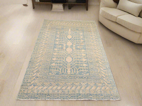 Khotan Pomegranate design Oriental Rug, size 4" x 6"  (D)