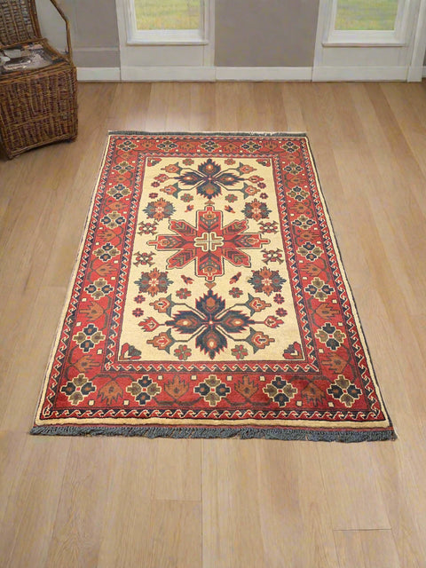 Terkaman Tribal Afghan Oriental Rug, size 3' 5" x 5' 4"