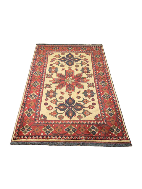 Terkaman Tribal Afghan Oriental Rug, size 3' 5" x 5' 4"