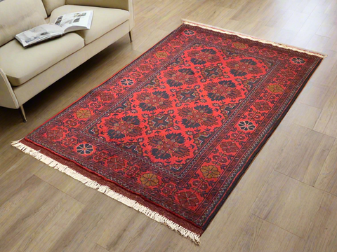 Terkaman Tribal Afghan Oriental Rug, size 3' 3" x 5"