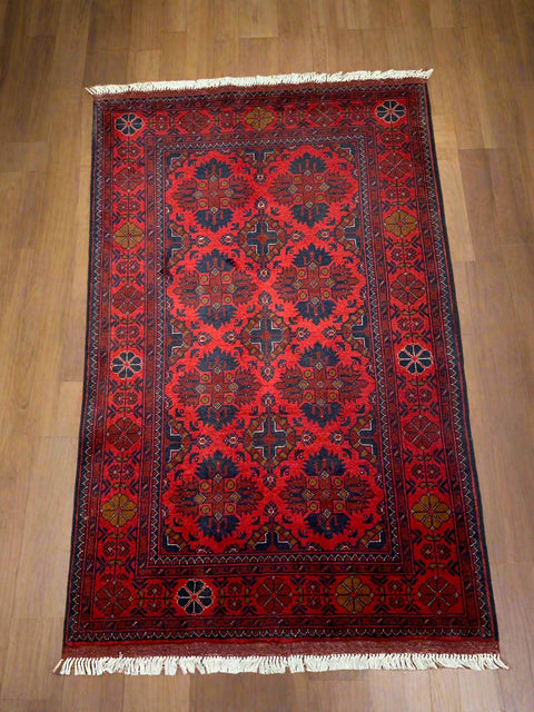 Terkaman Tribal Afghan Oriental Rug, size 3' 3" x 5"