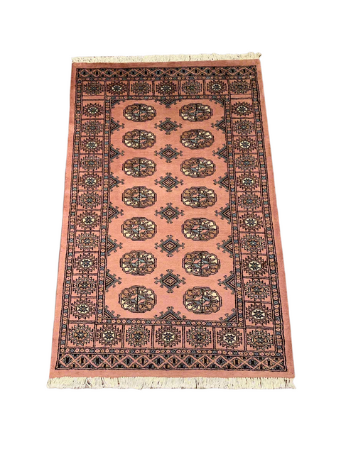 Hand-Knotted Pakistani Bokhara Rug – 100% Wool, 3" x 5" (M)