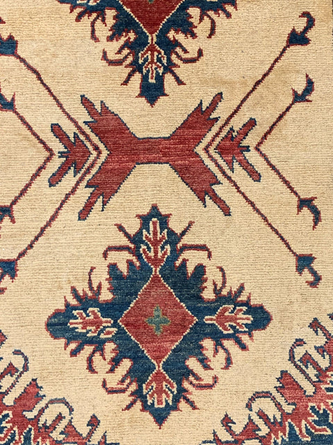 Hand-Knotted Vegetable Dye Kazak Rug from Pakistan, size 3' 3" x 5' 4"