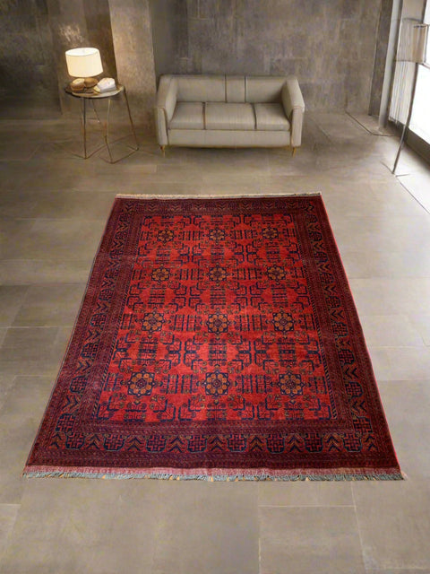 Terkaman Tribal Afghan Oriental Rug, size 6" x 8" (C)
