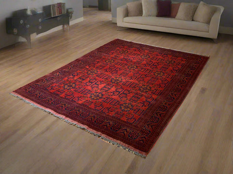 Terkaman Tribal Afghan Oriental Rug, size 6" x 8" (C)