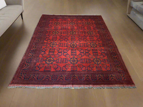 Terkaman Tribal Afghan Oriental Rug, size 6" x 8" (C)