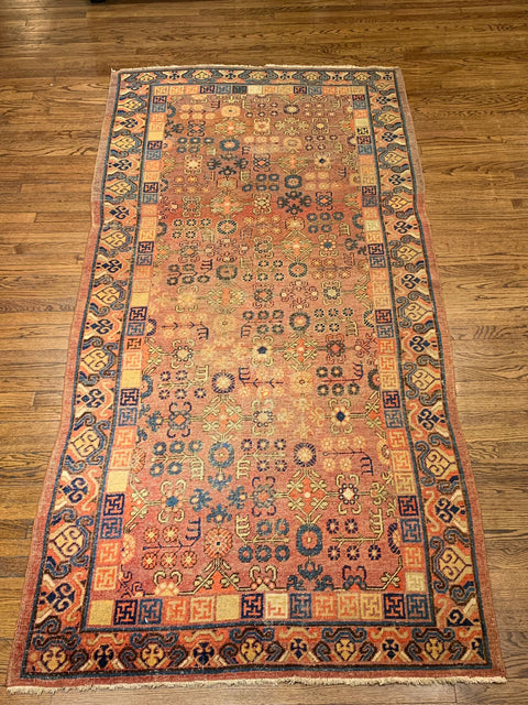 Antique Khotan Samarkand Rug, circa 1910's, size 4' 4" x 9"