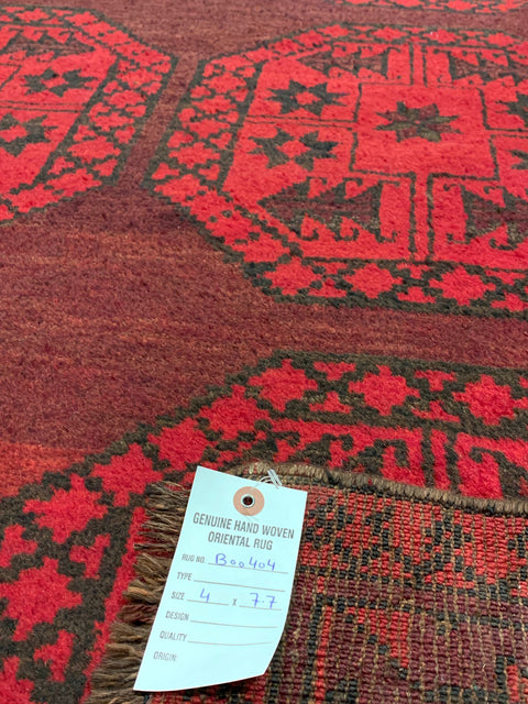 Terkaman Tribal Afghan Oriental Rug, size 4" x 7' 7"  (C) fielpa