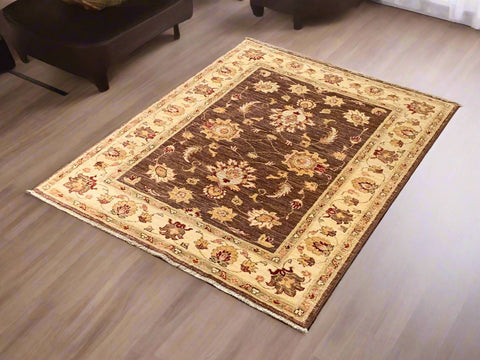 Hand-Knotted Sultanabad Vegetable-Dyed Wool Rug, 3' 4" x 4' 2"  (K)