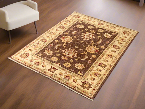Hand-Knotted Sultanabad Vegetable-Dyed Wool Rug, 3' 4" x 4' 2"  (K)
