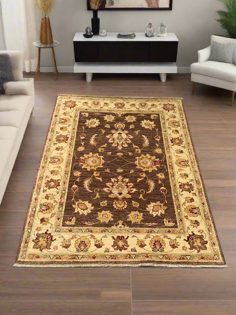 Hand-Knotted Sultanabad Vegetable-Dyed Wool Rug, 3' 4" x 4' 2"  (K)