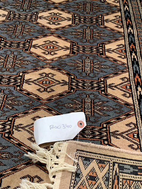 Hand-Knotted Pakistani Wool Rug, Tribal/Floral Design, size 3" x 4' 7"