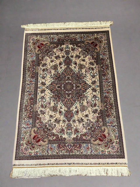 Exquisite 100% Silk Persian Design Rug – Elegant and Luxurious, size 3" x 5" (H)