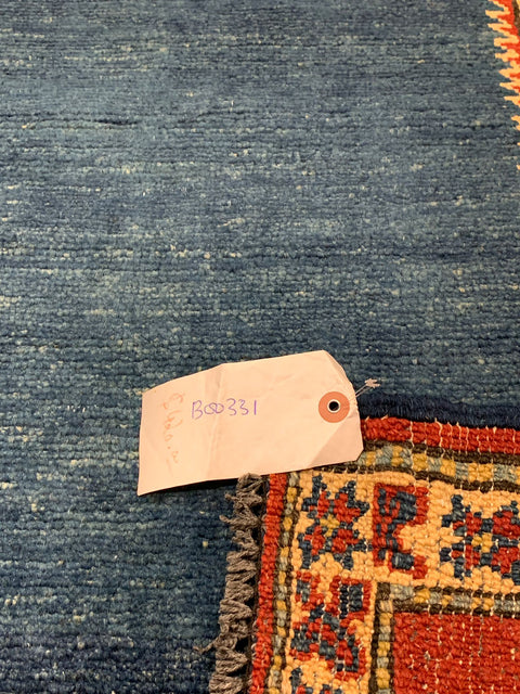 Hand-Knotted Vegetable Dye Kazak Rug from Pakistan, size 3" x 5"