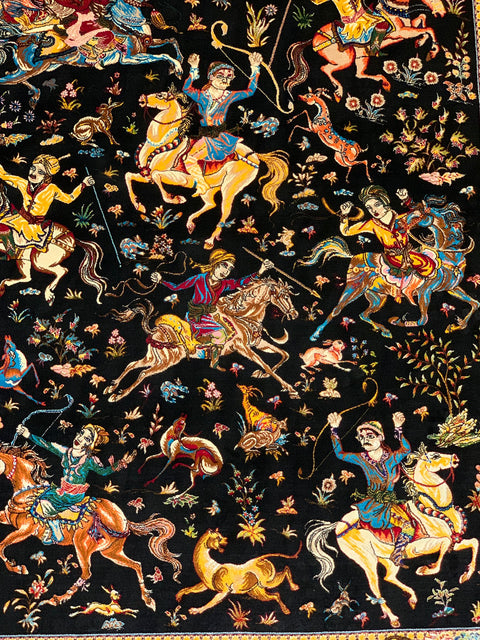 Exquisite 100% Silk Persian Design Rug – Elegant and Luxurious, size 3" x 5" (H)
