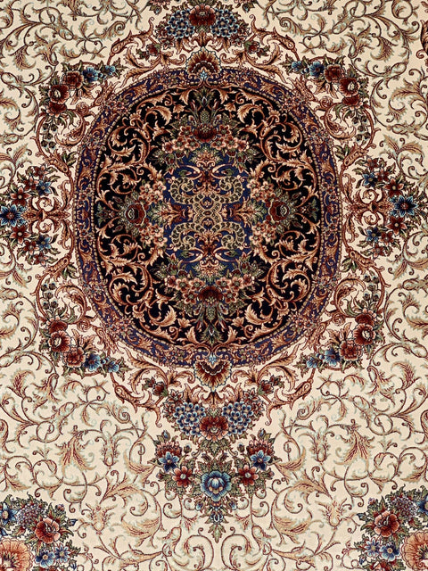 Exquisite 100% Silk Persian Design Rug – Elegant and Luxurious, size 3" x 5" (H)