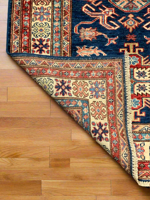 Hand-Knotted Vegetable Dye Kazak Rug from Pakistan, size 3' 4" x 5"