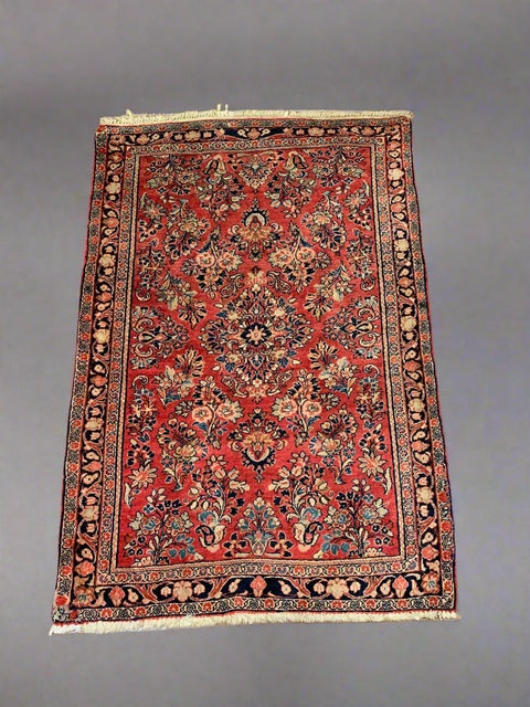 Timeless Beauty, Woven by Hand. Antique Persian Sarouk Rug, size 3' 5" x 5" (F)