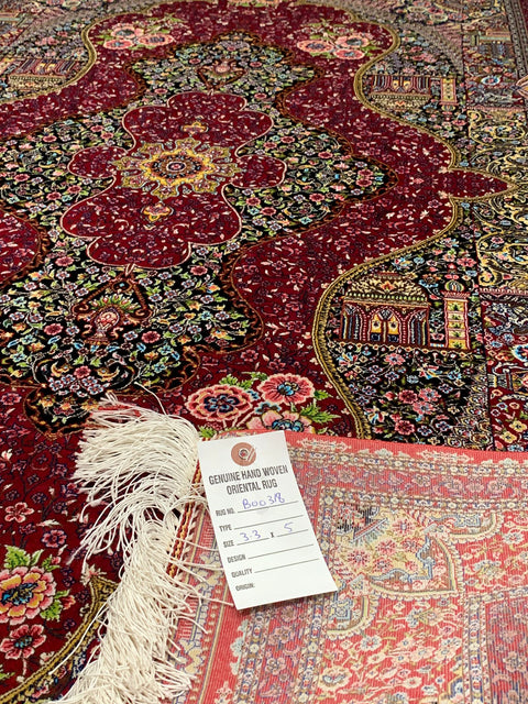 Exquisite 100% Silk Persian Design Rug – Elegant and Luxurious, size 3' 3" x 5"  (H)