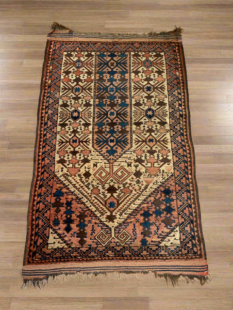 Terkaman Tribal Baluch Oriental Rug; 3" x 5" (A) Antique