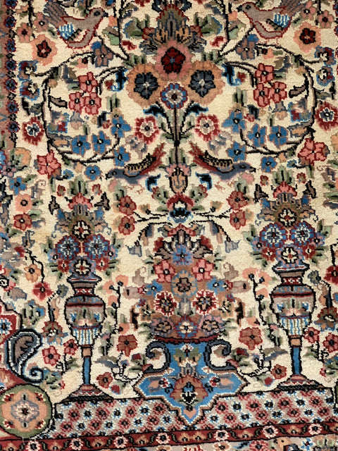 Hand-Knotted Pakistan Kashmiri Silk Wool Blend Rug, size 3" x 4' 10" (E)