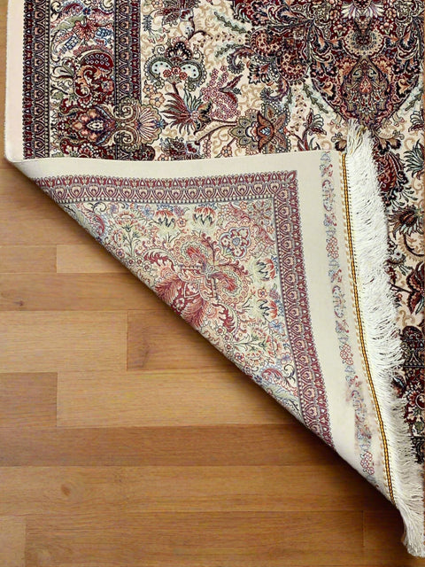 Exquisite 100% Silk Persian Design Rug – Elegant and Luxurious, size 3" x 5" (H)