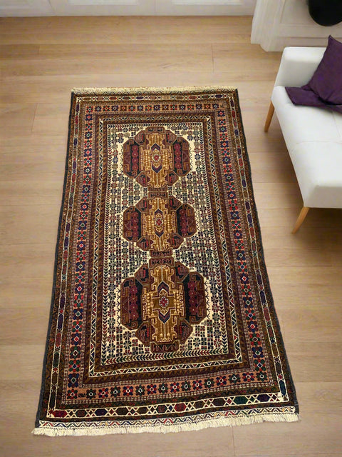 Terkaman Tribal Afghan Oriental Rug, size 3' 10" x 6' 8" (C)