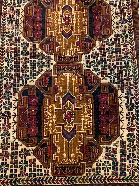 Terkaman Tribal Afghan Oriental Rug, size 3' 10" x 6' 8" (C)