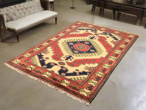 Terkaman Tribal Afghan Oriental Rug, size 4' x 5' 9"