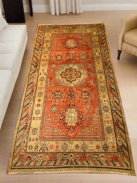 Antique Khotan Samarkand Rug, circa 1910's, size 4' 9" x 9'