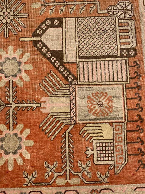 Antique Khotan Samarkand Rug, circa 1910's, size 4' 5" x 8' 5"