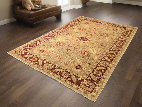 Hand-Knotted Sultanabad Vegetable-Dyed Wool Rug, 5' 9" x 8' 8"(K)