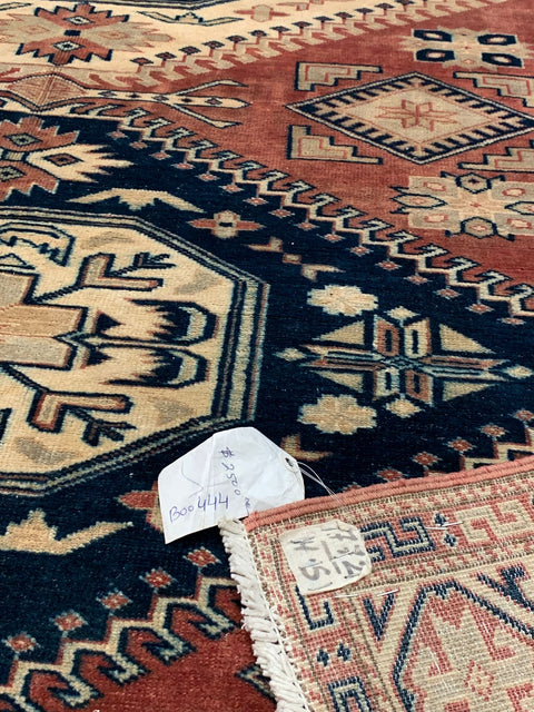 Hand-Knotted Vegetable Dye Kazak Rug from Pakistan, size 5' 9" x 7' 9"