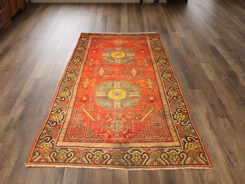 Antique Khotan Samarkand Rug, circa 1910's, size 4' 9" x 9"