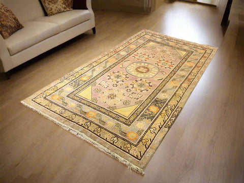 Antique Khotan Samarkand Rug, circa 1910's, size 4' 8" x 8' 10"