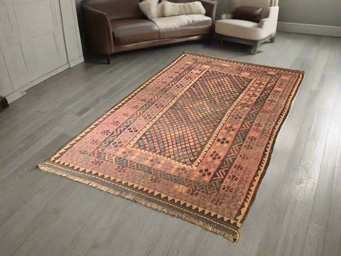 Afghan Kilim Handwoven flatweave Rug – size 4' 8" x 8' 4"