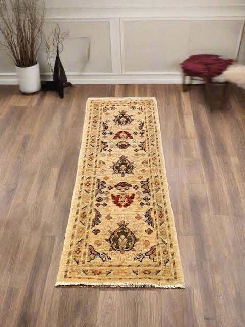 Hand-Knotted Sultanabad Vegetable-Dyed Wool Rug, 1' 9" x 4' 10"
