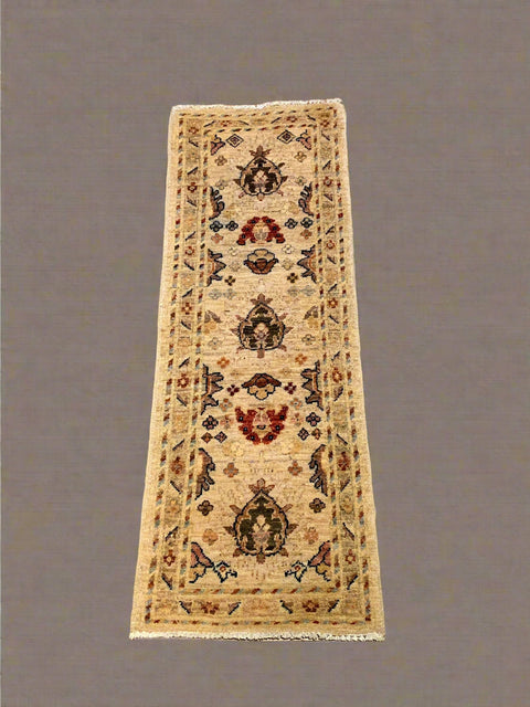 Hand-Knotted Sultanabad Vegetable-Dyed Wool Rug, 1' 9" x 4' 10"