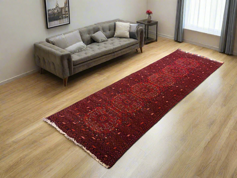 Terkaman Tribal Afghan Oriental Rug, size 3" x 9' 4"  (C)
