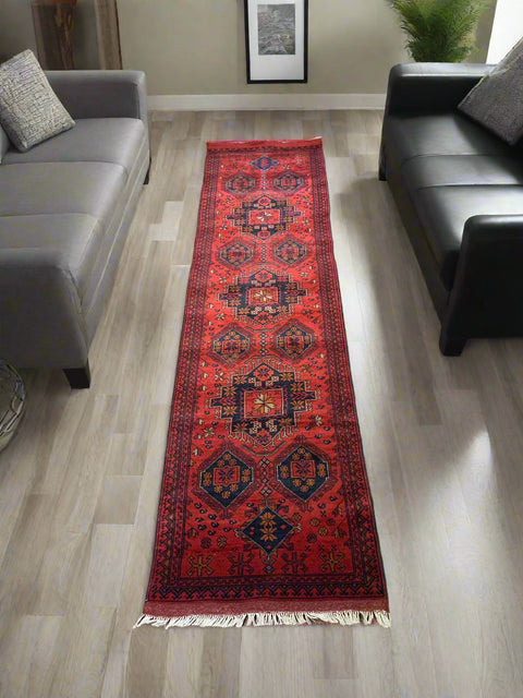 Terkaman Tribal Afghan Oriental Rug, size 2' 6" x 9' 7"  (C)